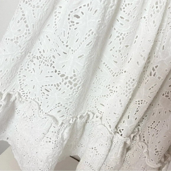 Isolda Eyelet Dress Size Small 4 Off The Shoulder Ruffled White Midi Lace Flare - Picture 6 of 15